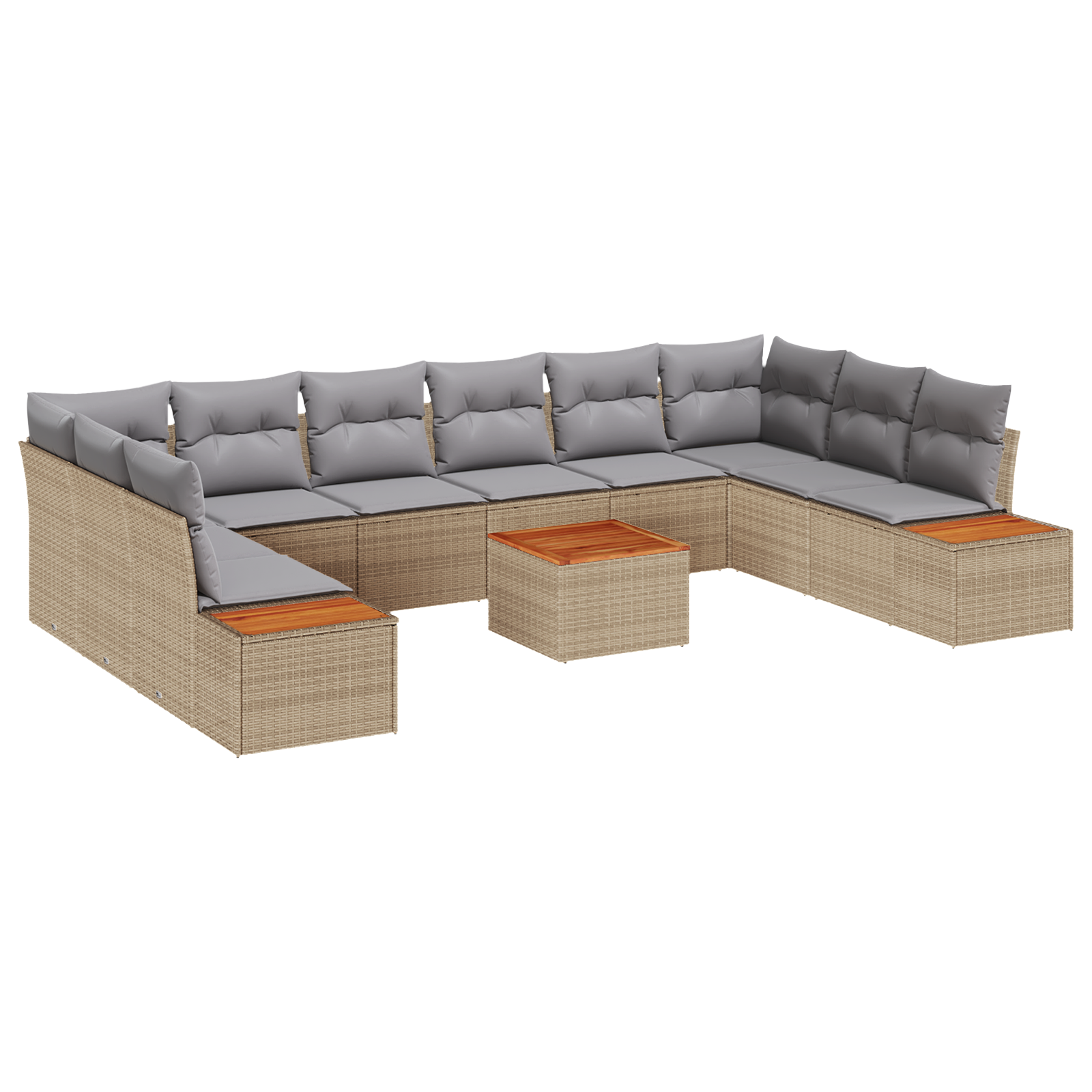 Set de Sofa de Grădină cu Pernuțe Bej Ratan Poliester Acacia, Sofa de Grădină cu 2 Locuri cu Spațiu de Depozitare & Pernuțe Bej Ratan Poliester GartenMobel Dekor