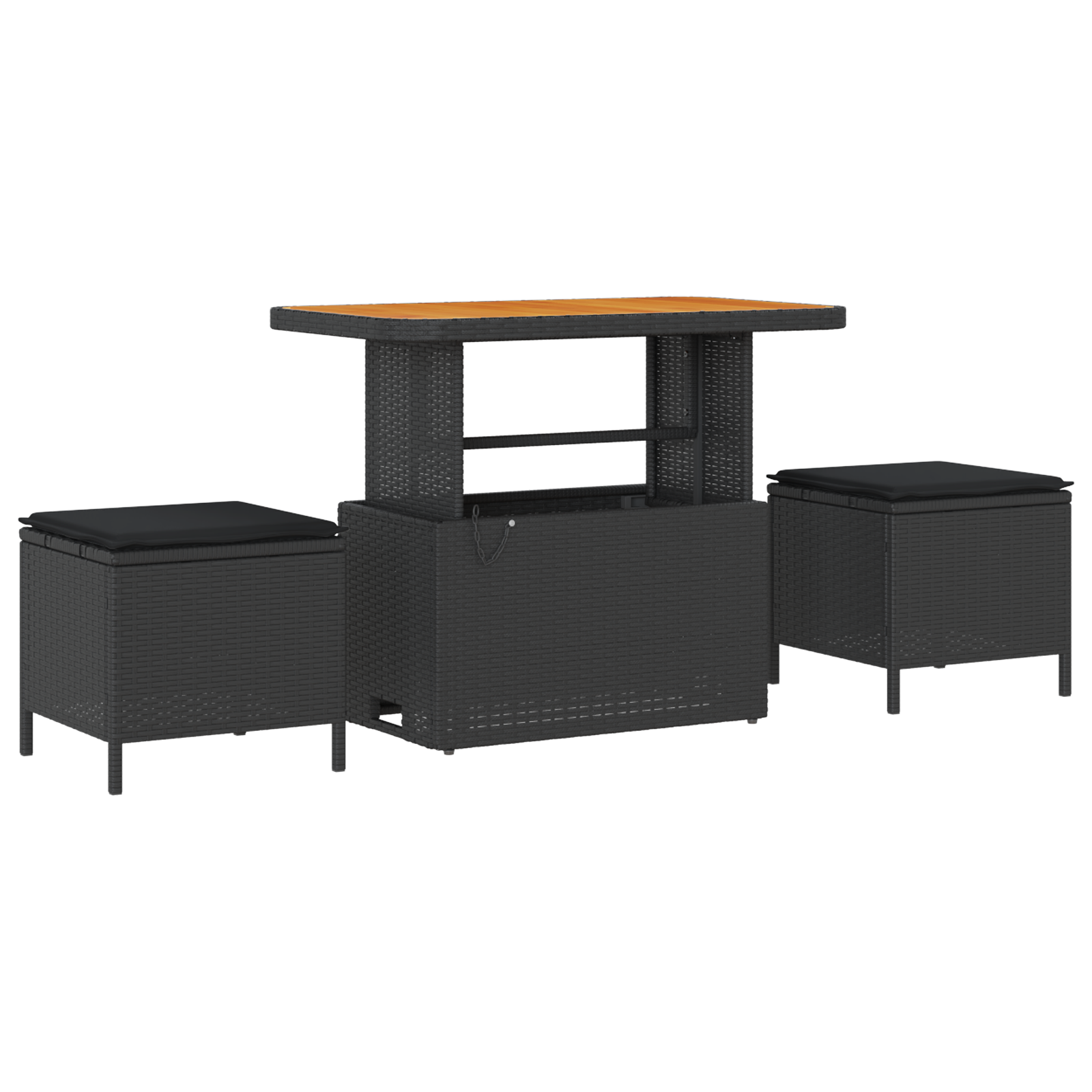 Set canapea grădină cu 8 piese și perne Ratan negru Acacia, Canapea grădină cu două locuri și perne Ratan negru, Set dining grădină cu 3 piese și perne Ratan negru GartenMobel Dekor