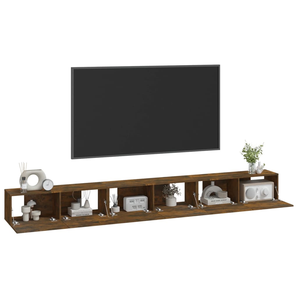 Set dulapuri TV, 3 piese, stejar fumuriu, lemn prelucrat GartenMobel Dekor