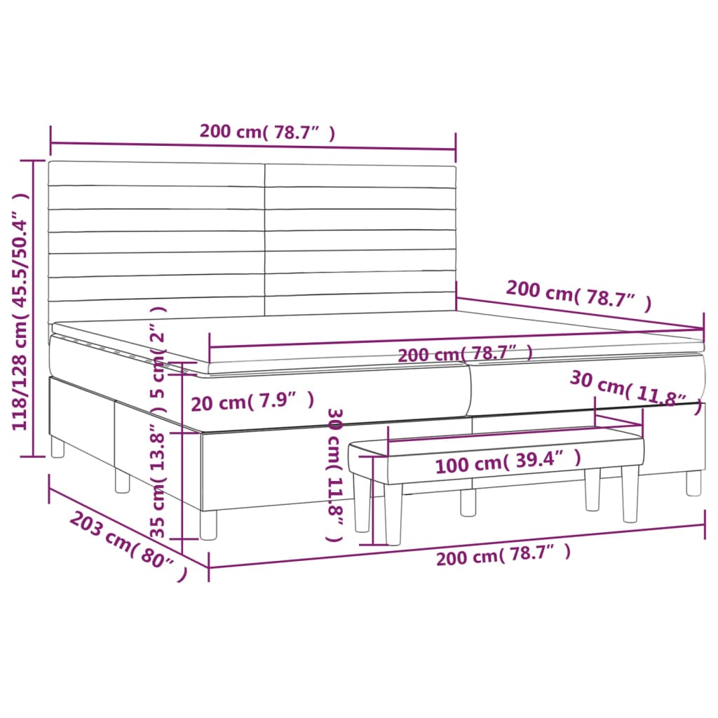 Pat box spring cu saltea, crem, 200x200 cm, textil GartenMobel Dekor