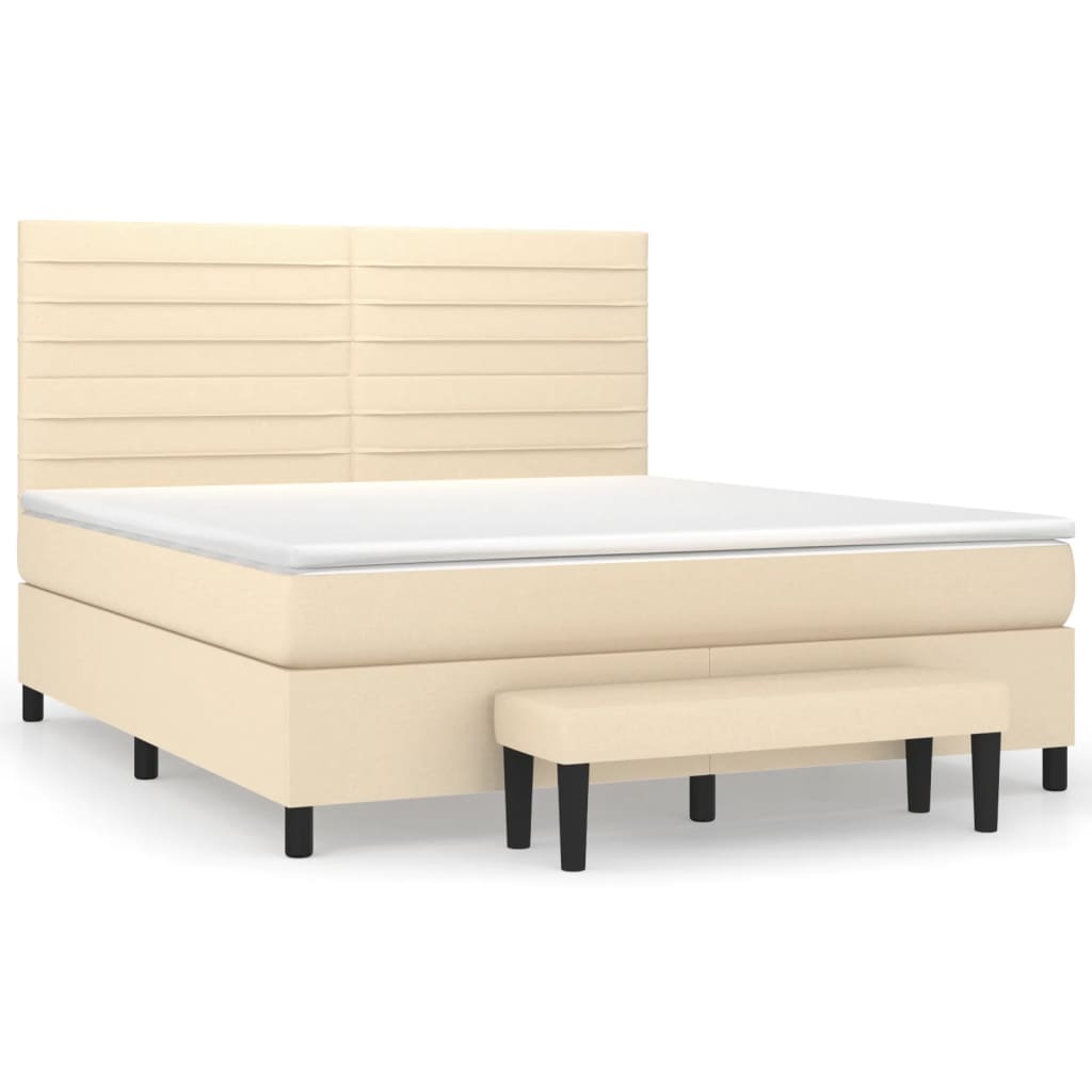 Pat continental cu saltea, crem, 180x200 cm, textil GartenMobel Dekor