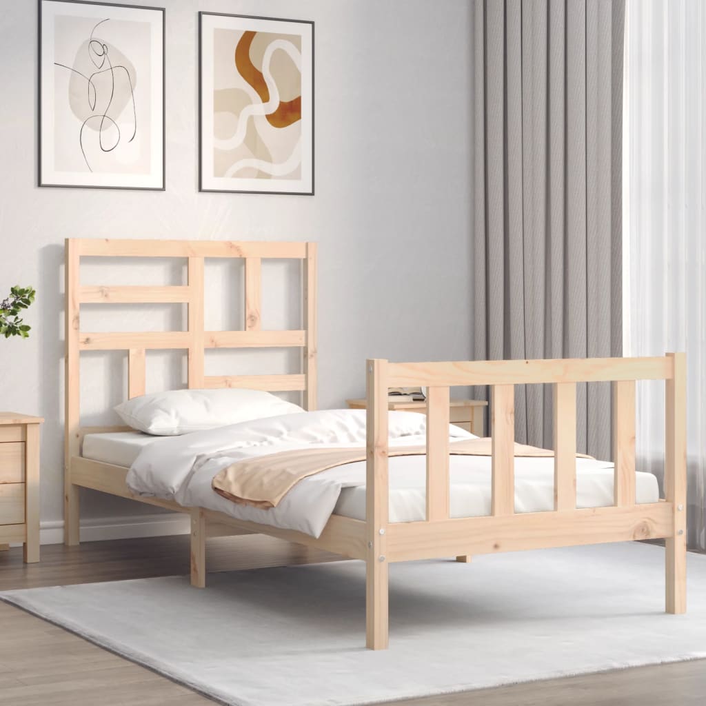 Cadru de pat cu tăblie single, lemn masiv GartenMobel Dekor