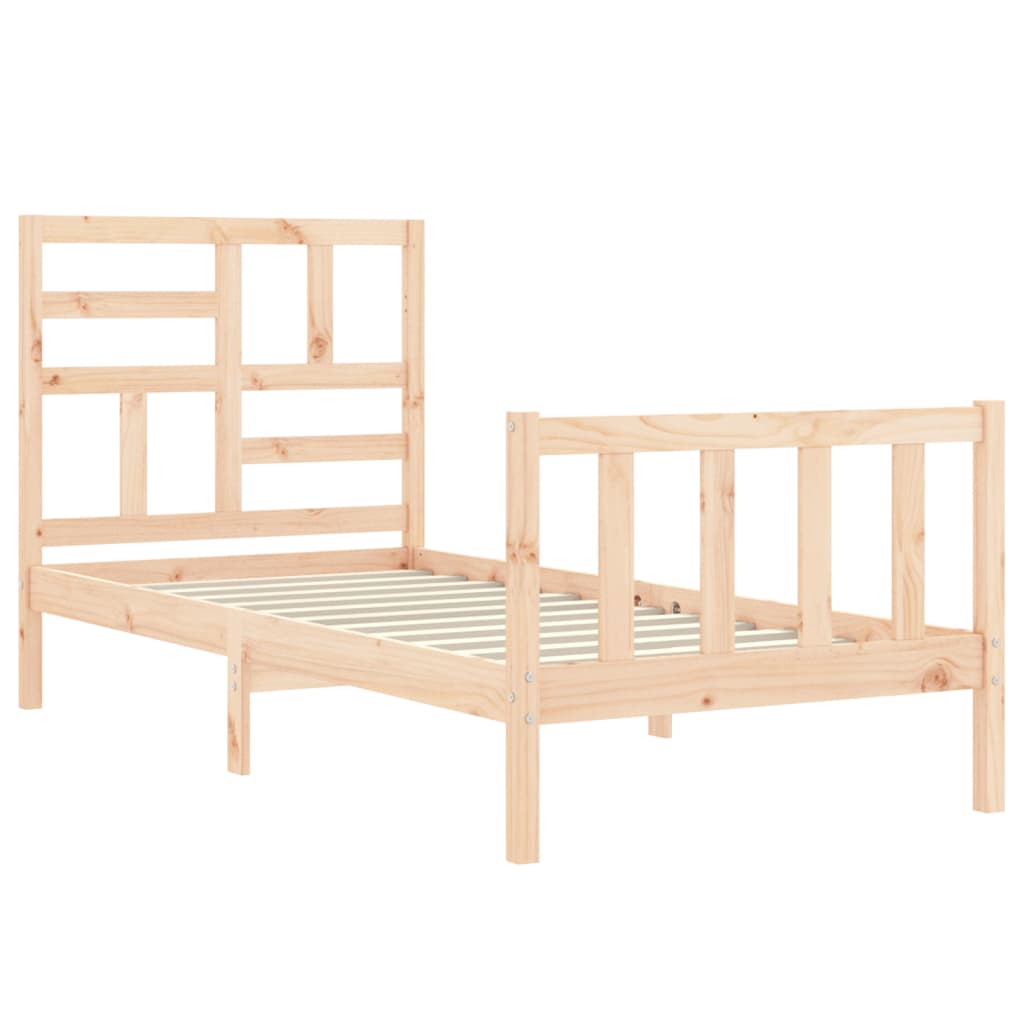 Cadru de pat cu tăblie single, lemn masiv GartenMobel Dekor