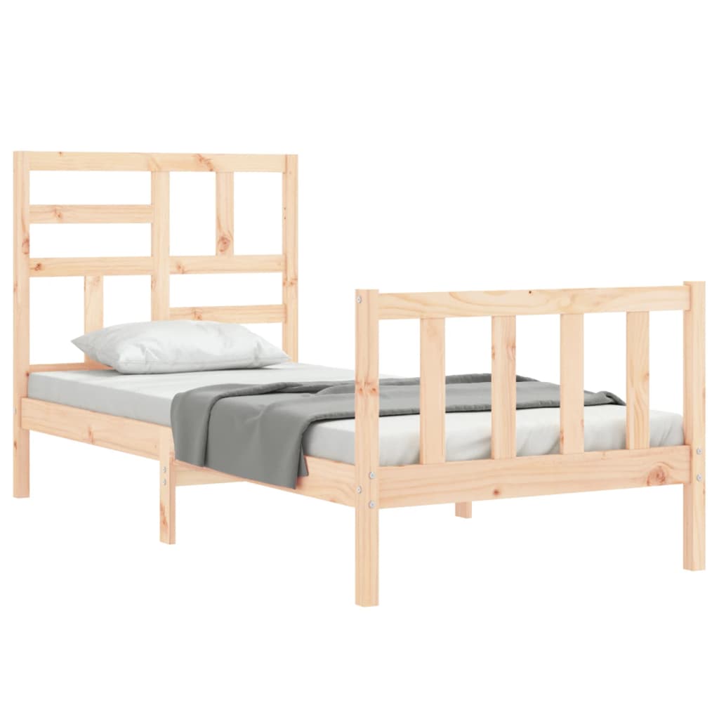 Cadru de pat cu tăblie single, lemn masiv GartenMobel Dekor