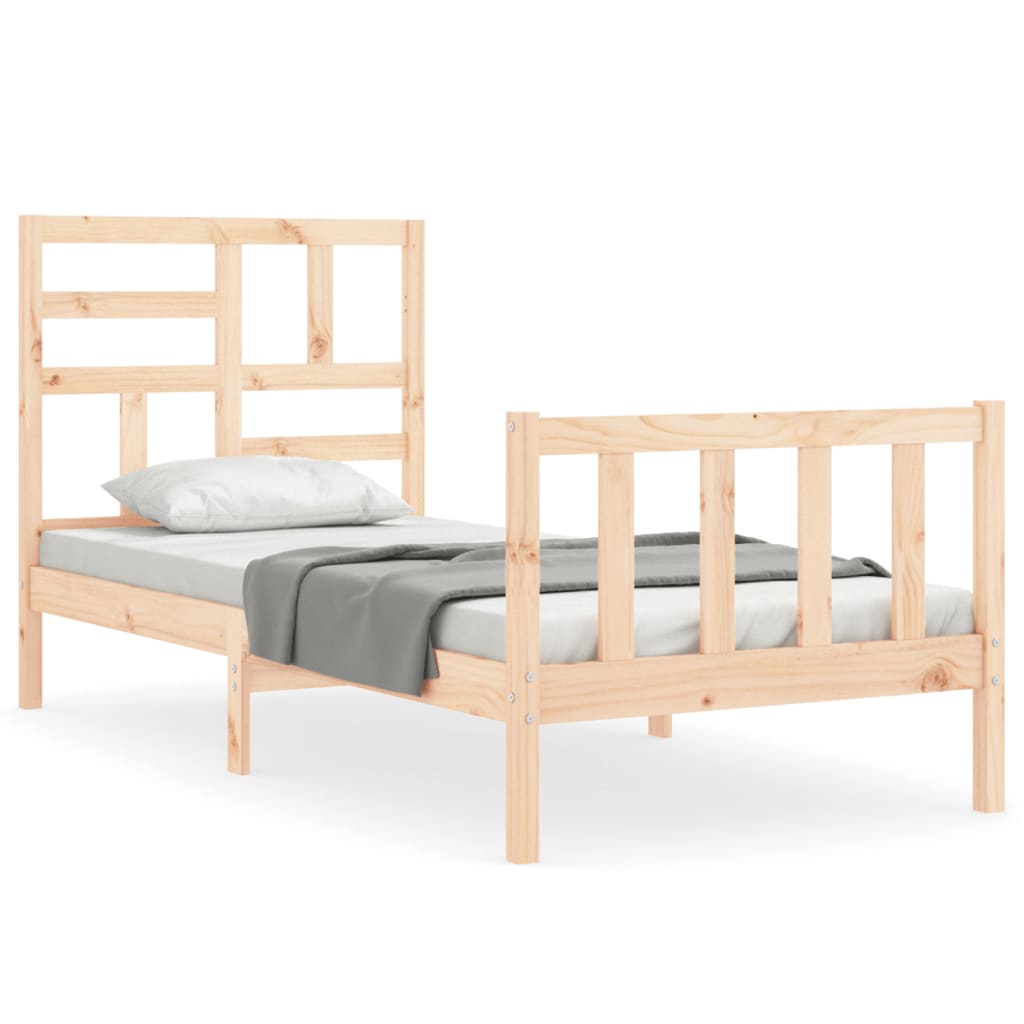 Cadru de pat cu tăblie single, lemn masiv GartenMobel Dekor