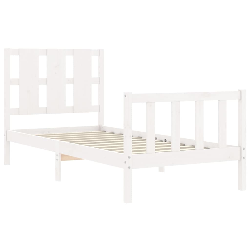 Cadru pat fără saltea, alb, 90x190 cm, lemn masiv de pin GartenMobel Dekor