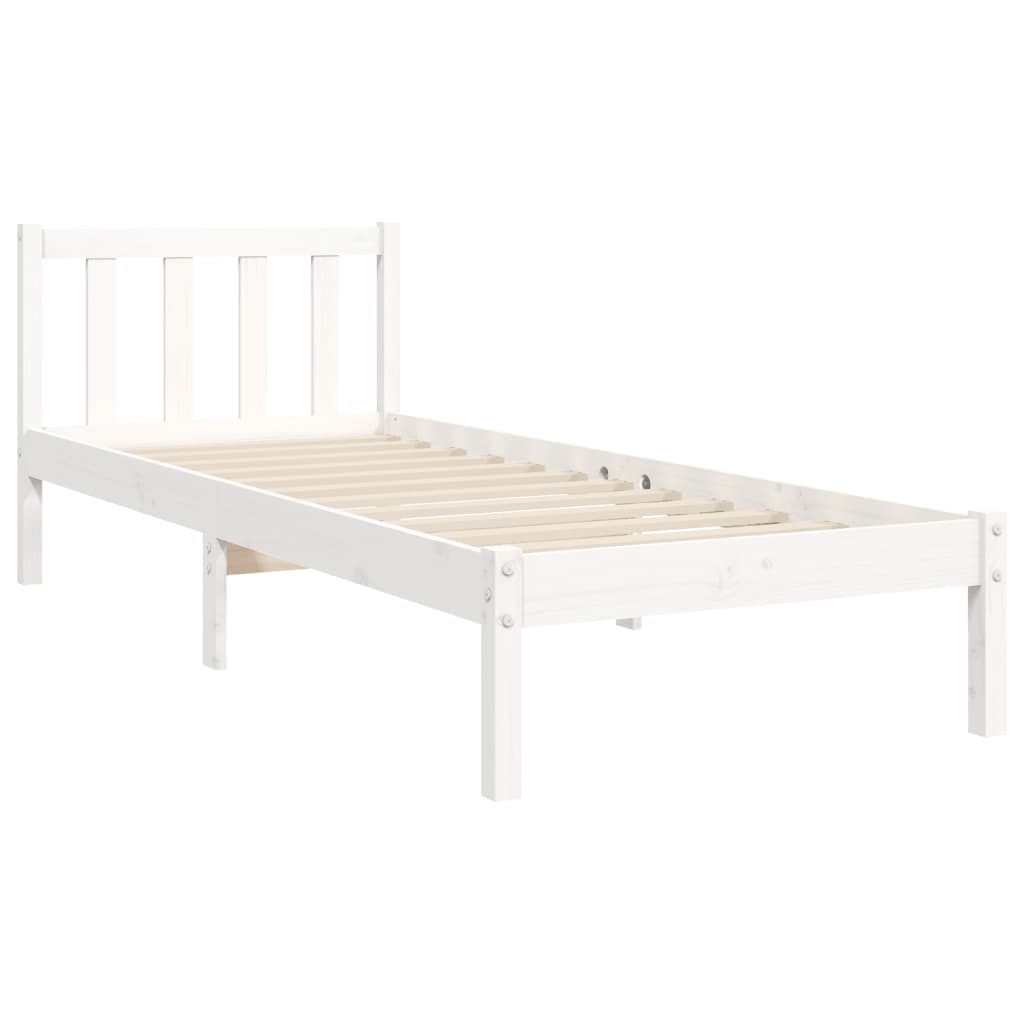 Cadru pat fără saltea, alb, 90x190 cm, lemn masiv de pin GartenMobel Dekor