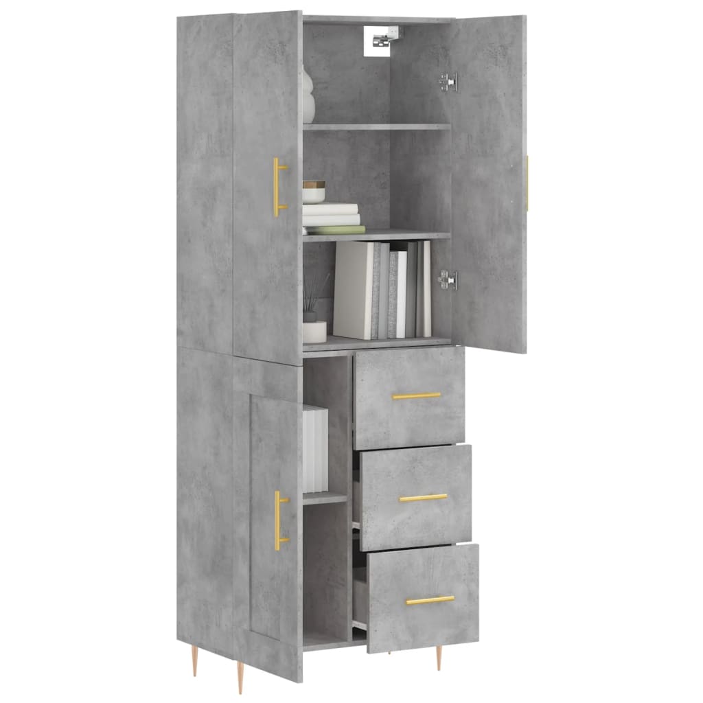Dulap înalt, gri beton, 69,5x34x180, lemn compozit GartenMobel Dekor