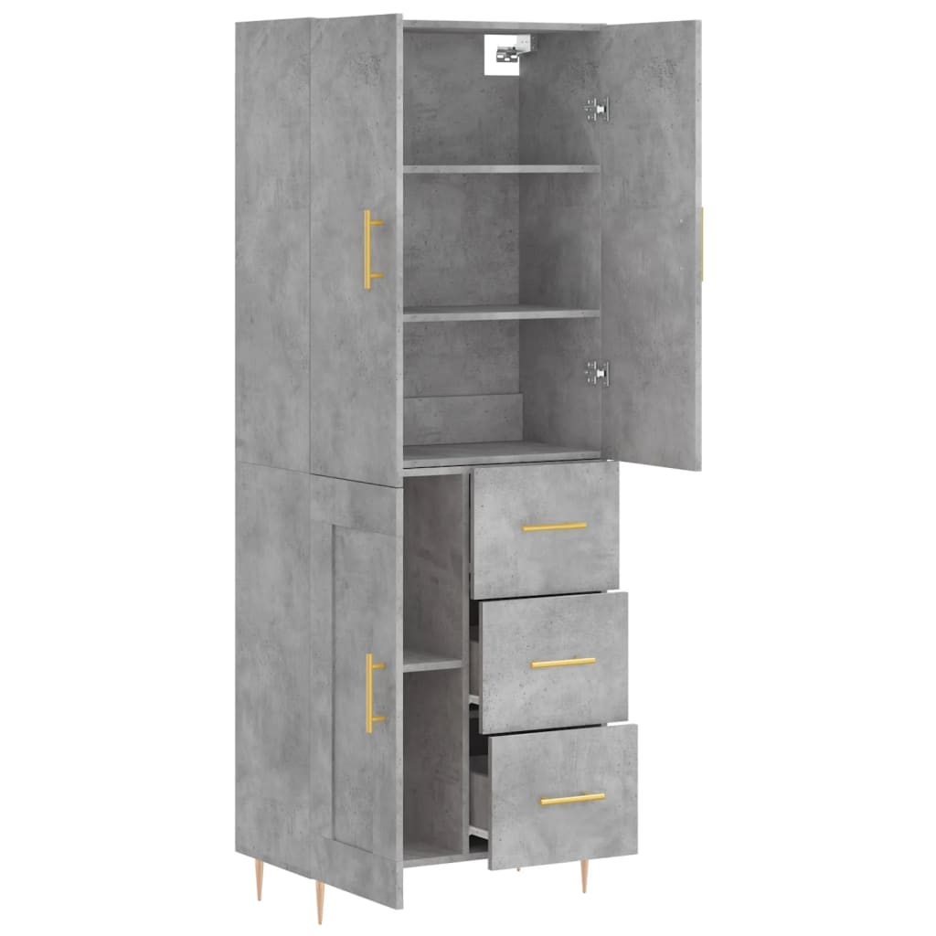 Dulap înalt, gri beton, 69,5x34x180, lemn compozit GartenMobel Dekor