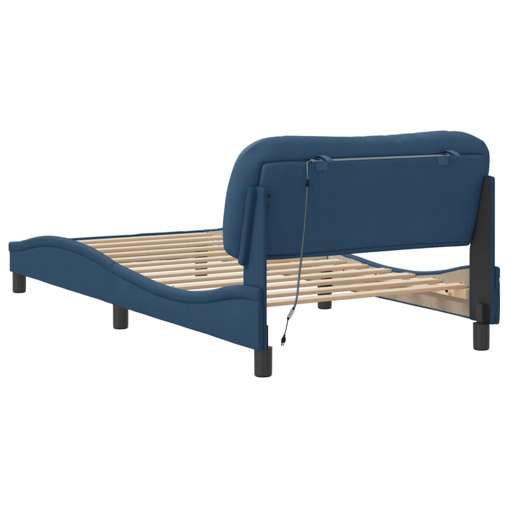 Cadru de pat cu LED fără saltea Albastru 100x200 cm Material GartenMobel Dekor