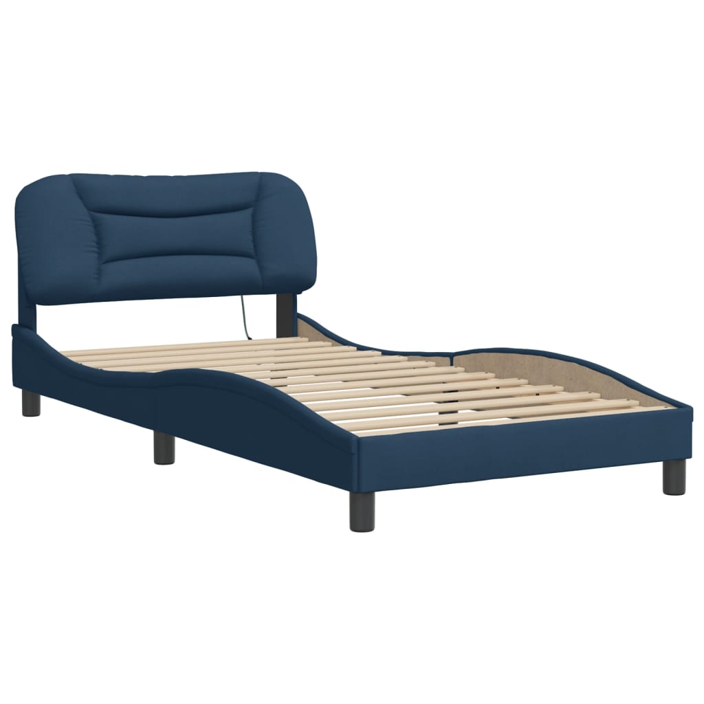 Cadru de pat cu LED fără saltea Albastru 100x200 cm Material GartenMobel Dekor