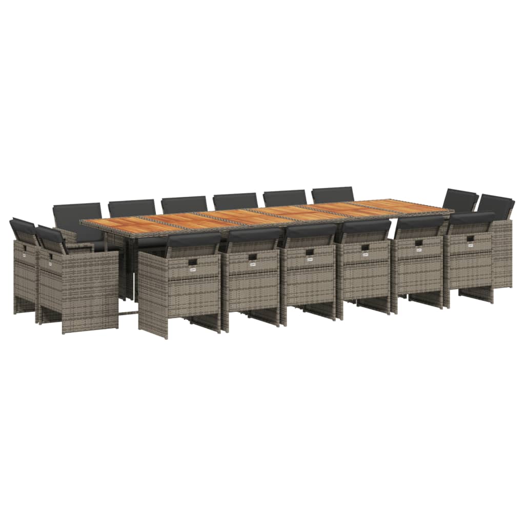 Set mobilier de grădină cu perne, 17 piese, gri, poliratan GartenMobel Dekor