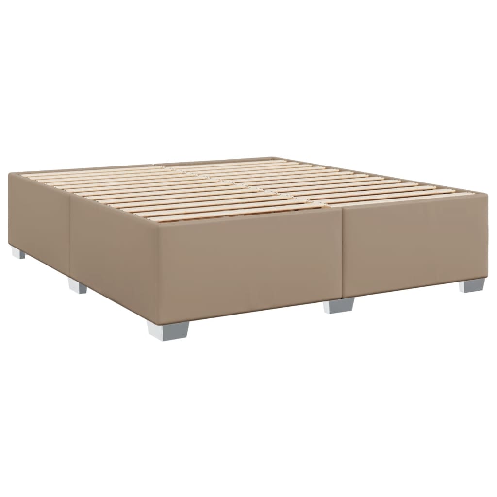 Pat box spring cu saltea, cappuccino, 180x200cm piele ecologică GartenMobel Dekor