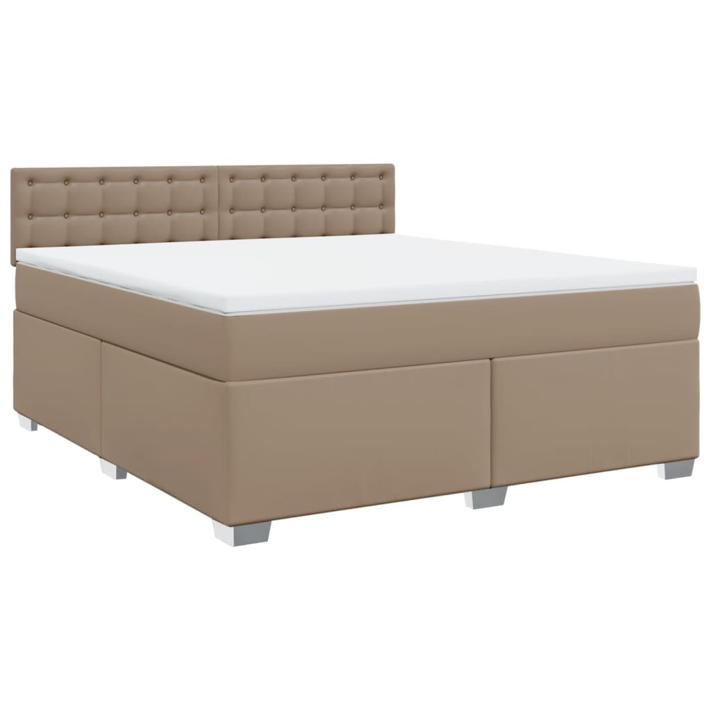 Pat box spring cu saltea, cappuccino, 180x200cm piele ecologică GartenMobel Dekor