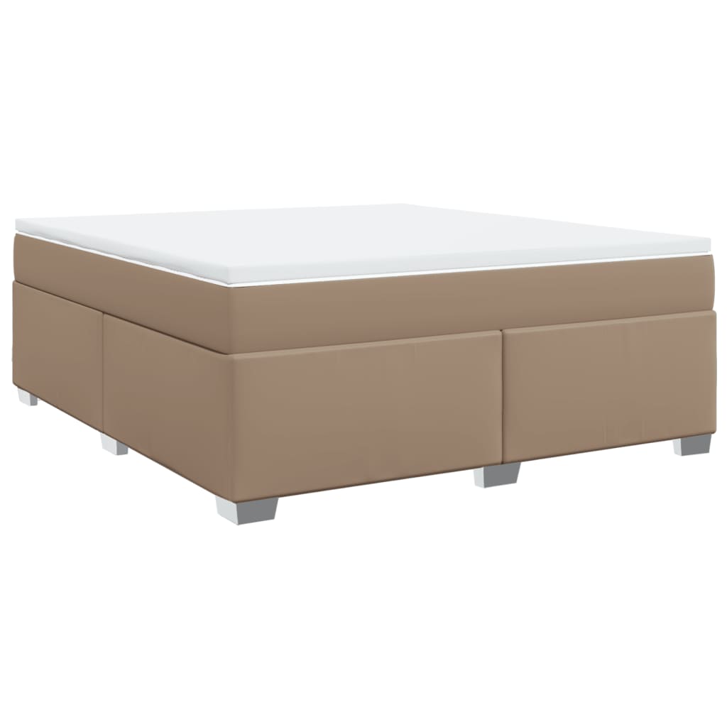 Pat box spring cu saltea, cappuccino, 180x200cm piele ecologică GartenMobel Dekor