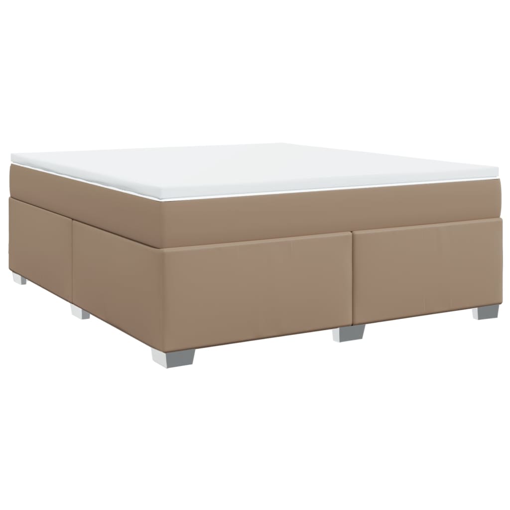 Pat box spring cu saltea, cappuccino, 180x200cm piele ecologică GartenMobel Dekor