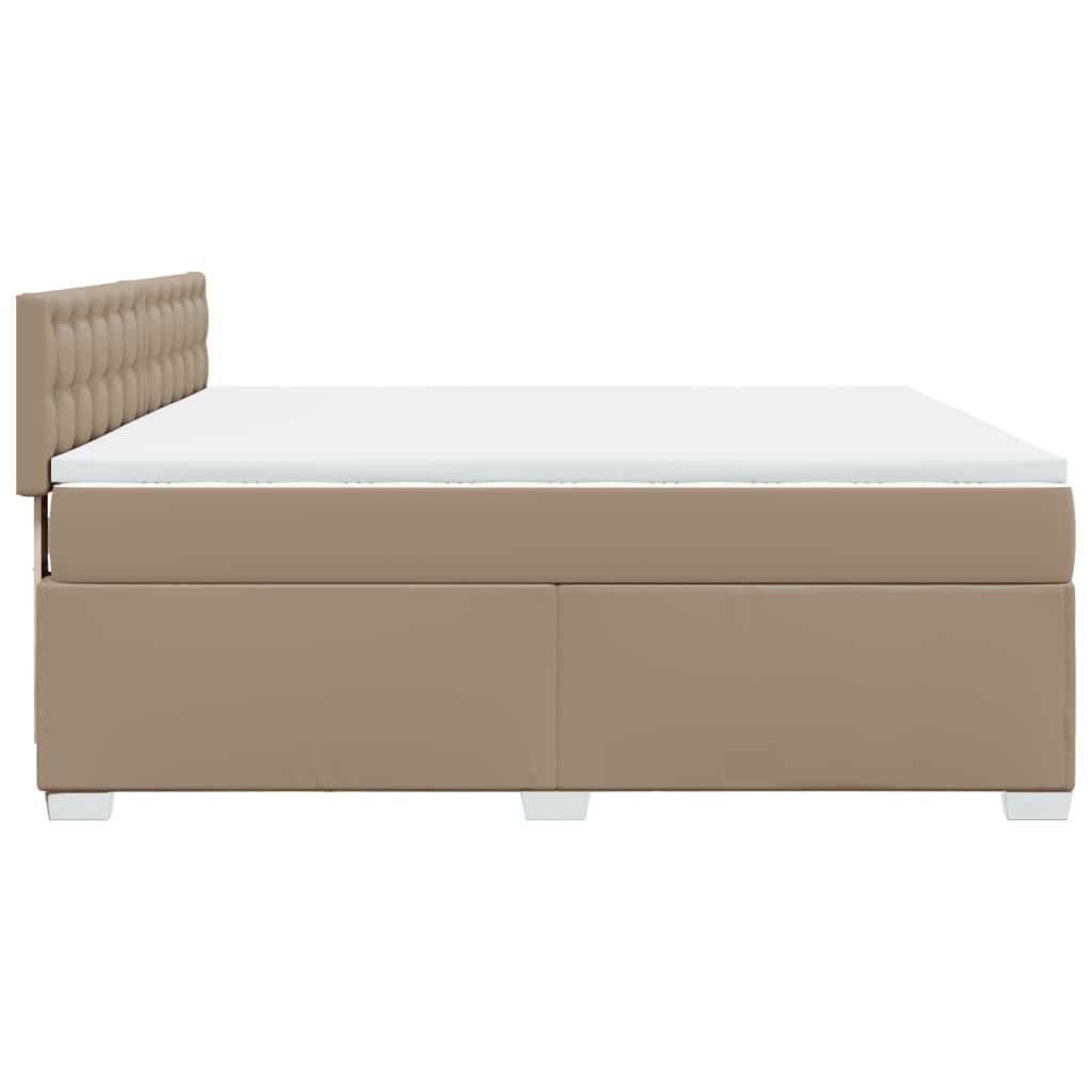 Pat box spring cu saltea, cappuccino, 180x200cm piele ecologică GartenMobel Dekor