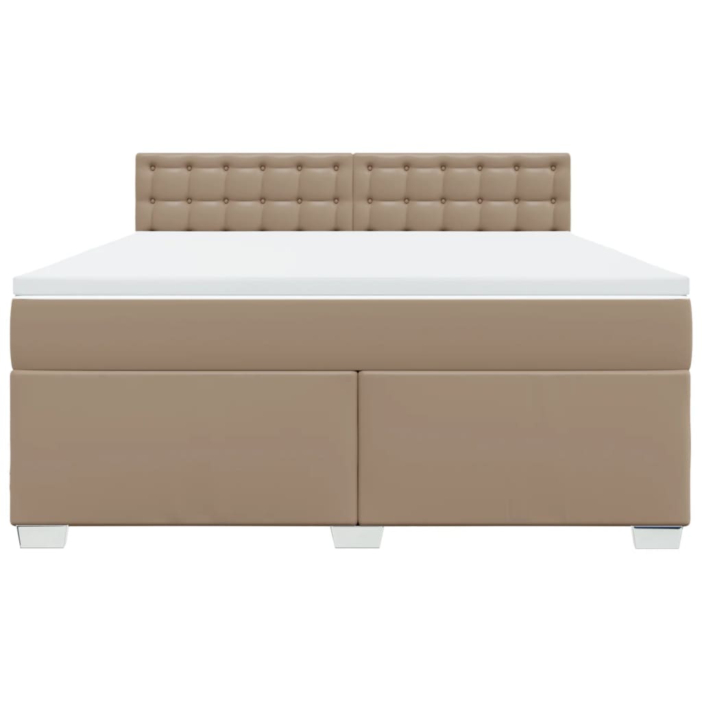 Pat box spring cu saltea, cappuccino, 180x200cm piele ecologică GartenMobel Dekor