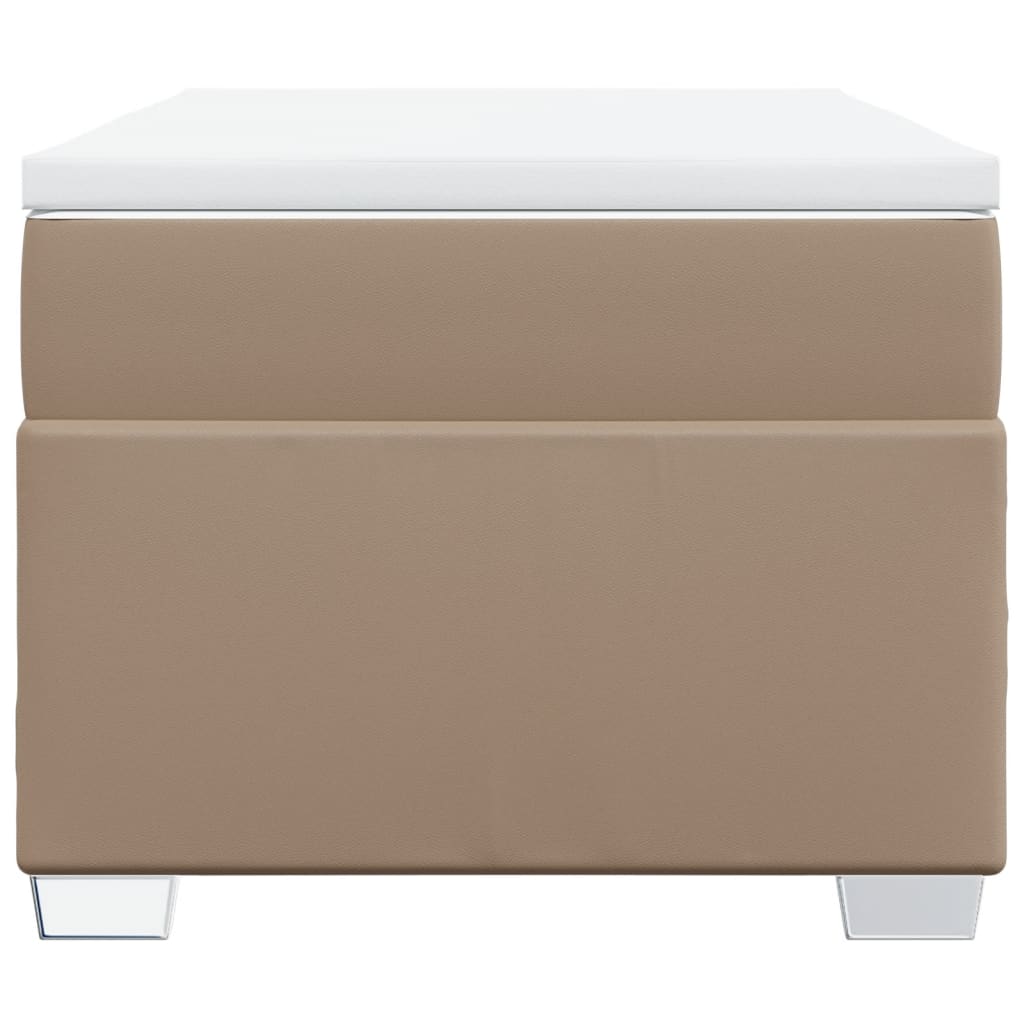 Pat box spring cu saltea, cappuccino, 90x200 cm piele ecologică GartenMobel Dekor