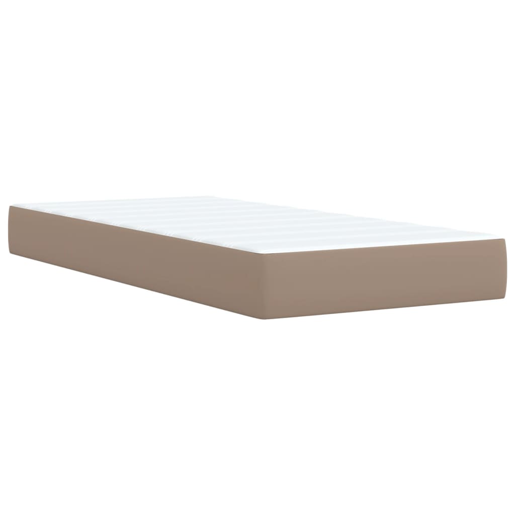 Pat box spring cu saltea, cappuccino, 90x200 cm piele ecologică GartenMobel Dekor