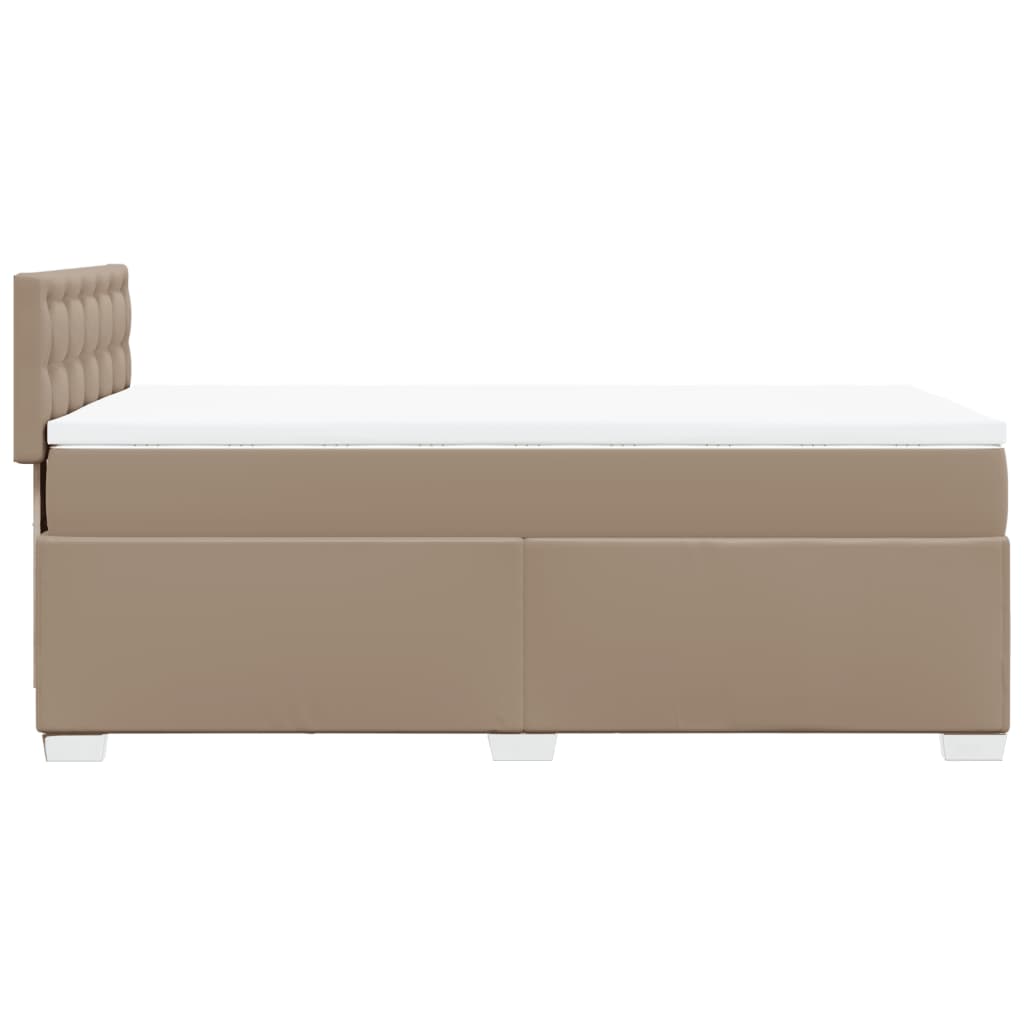 Pat box spring cu saltea, cappuccino, 90x200 cm piele ecologică GartenMobel Dekor