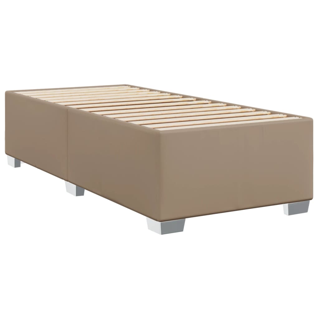 Pat box spring cu saltea, cappuccino, 90x200 cm piele ecologică GartenMobel Dekor