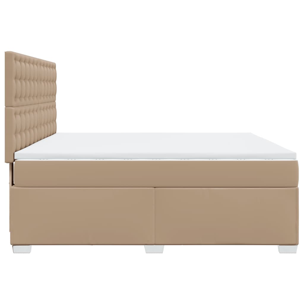 Pat box spring cu saltea, cappuccino, 180x200cm piele ecologică GartenMobel Dekor