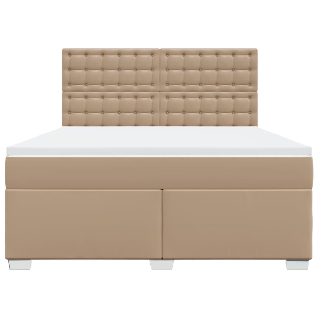 Pat box spring cu saltea, cappuccino, 180x200cm piele ecologică GartenMobel Dekor