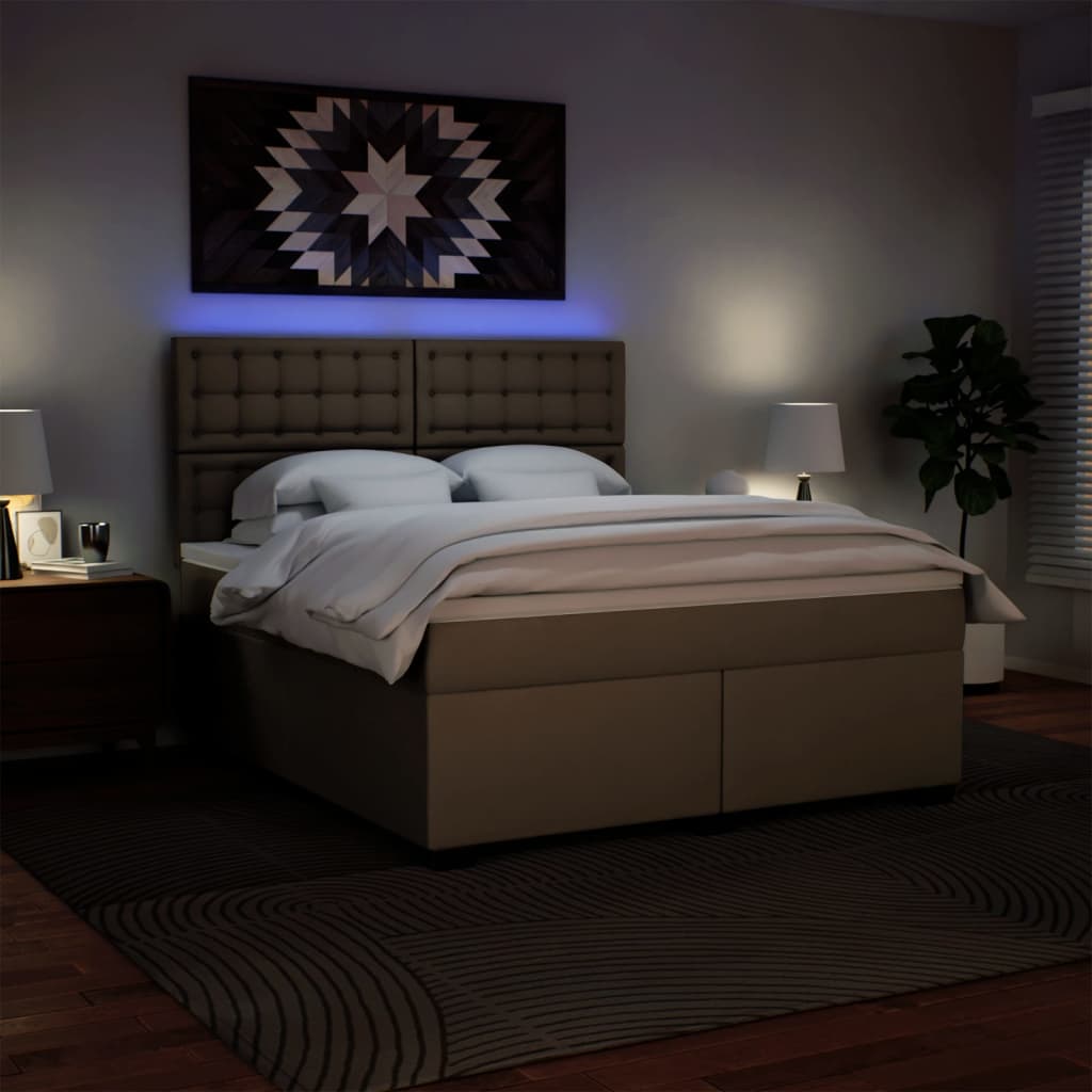 Pat box spring cu saltea, cappuccino, 180x200cm piele ecologică GartenMobel Dekor