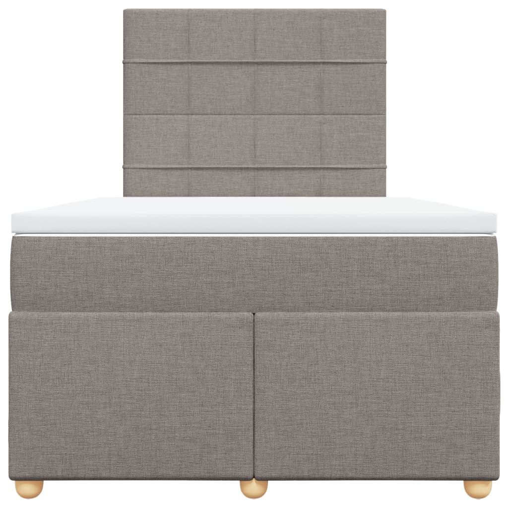 Pat box spring cu saltea, gri taupe, 120x200 cm, textil GartenMobel Dekor