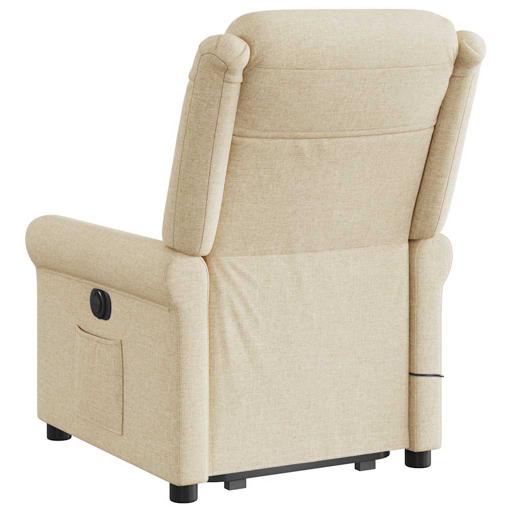 Fotoliu electric de masaj rabatabil cu ridicare, crem, textil GartenMobel Dekor