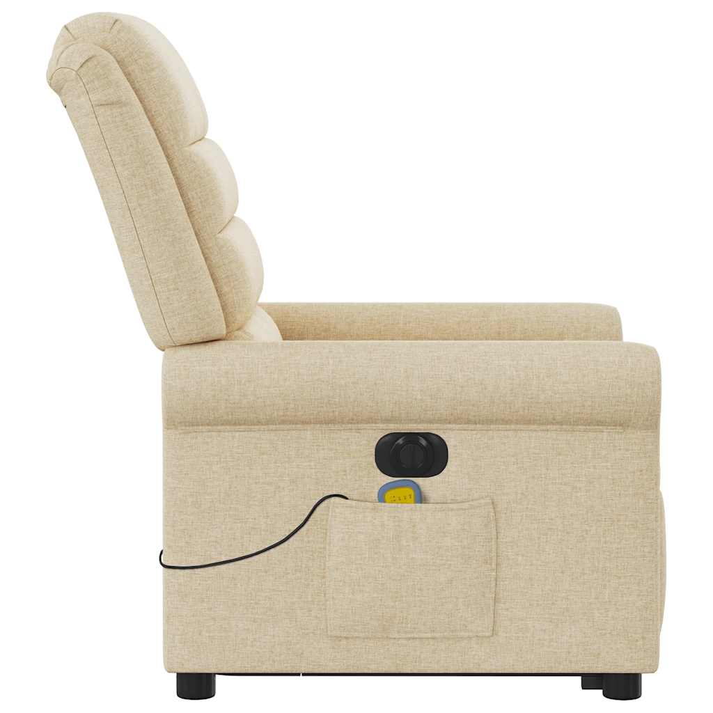 Fotoliu electric de masaj rabatabil cu ridicare, crem, textil GartenMobel Dekor