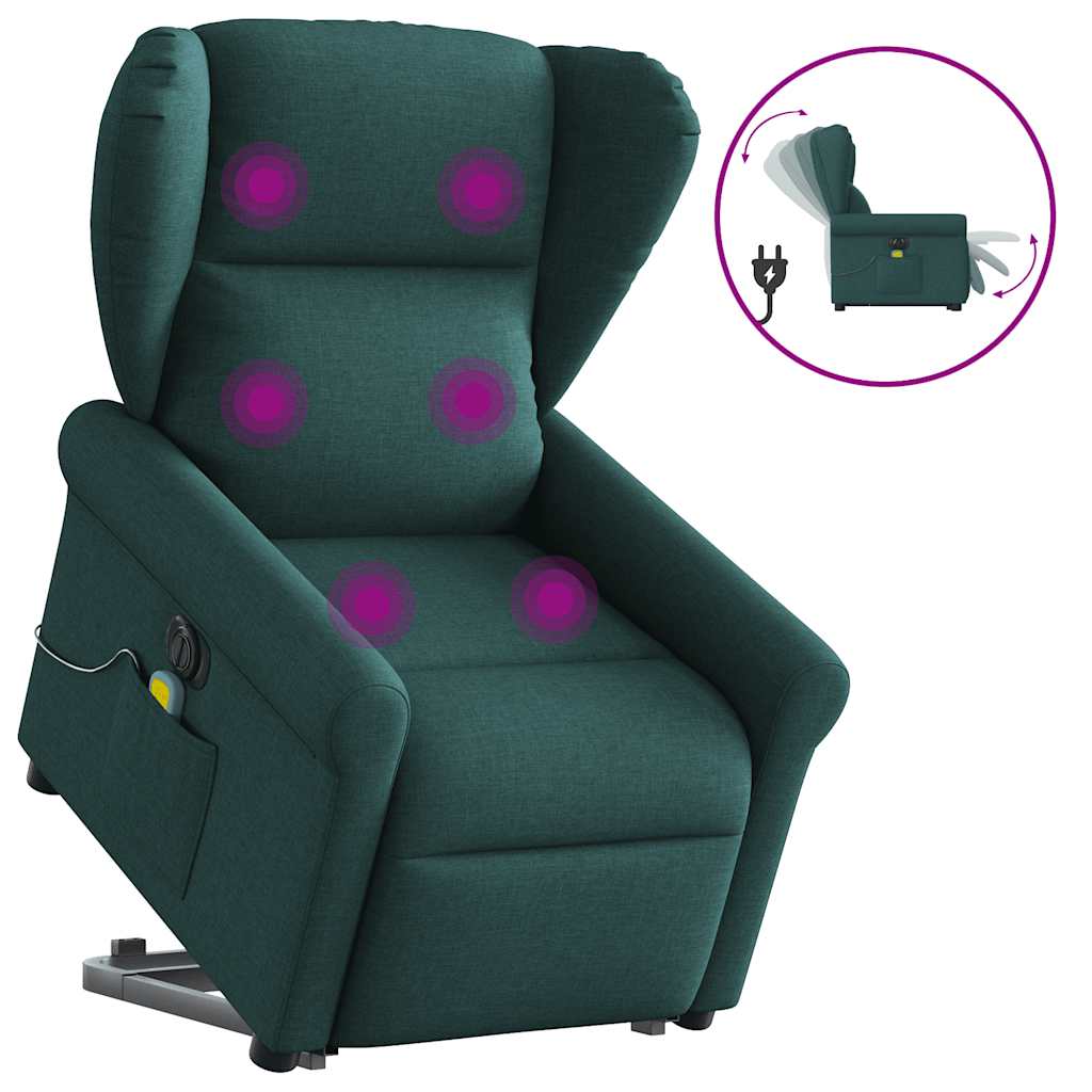 Fotoliu electric masaj rabatabil / ridicare verde închis textil GartenMobel Dekor