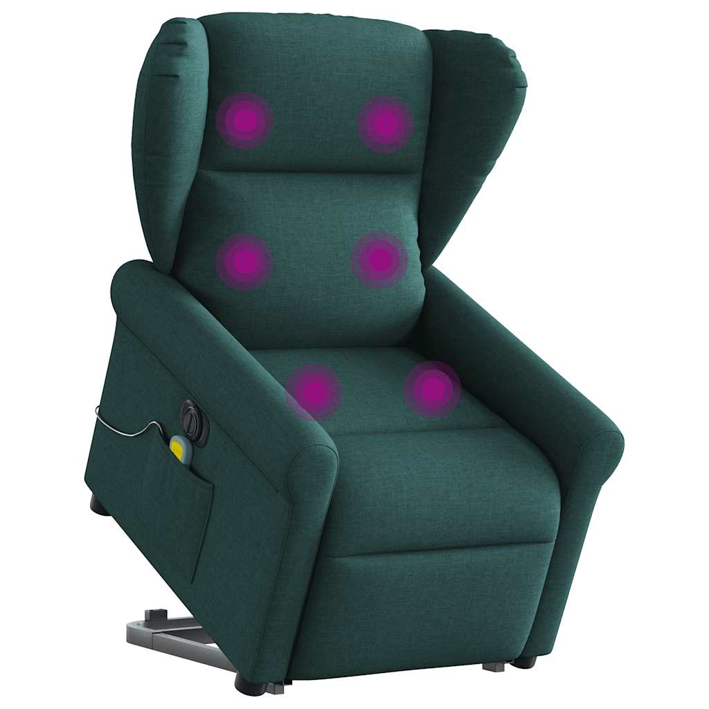 Fotoliu electric masaj rabatabil / ridicare verde închis textil GartenMobel Dekor