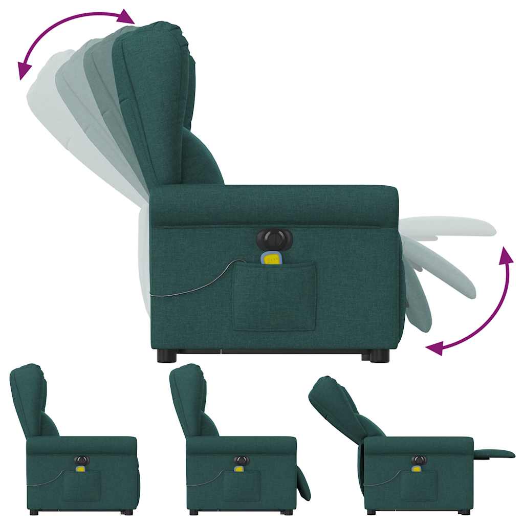 Fotoliu electric masaj rabatabil / ridicare verde închis textil GartenMobel Dekor