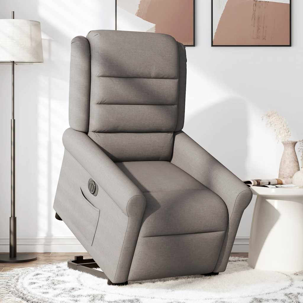 Fotoliu electric rabatabil cu ridicare, gri taupe, textil GartenMobel Dekor
