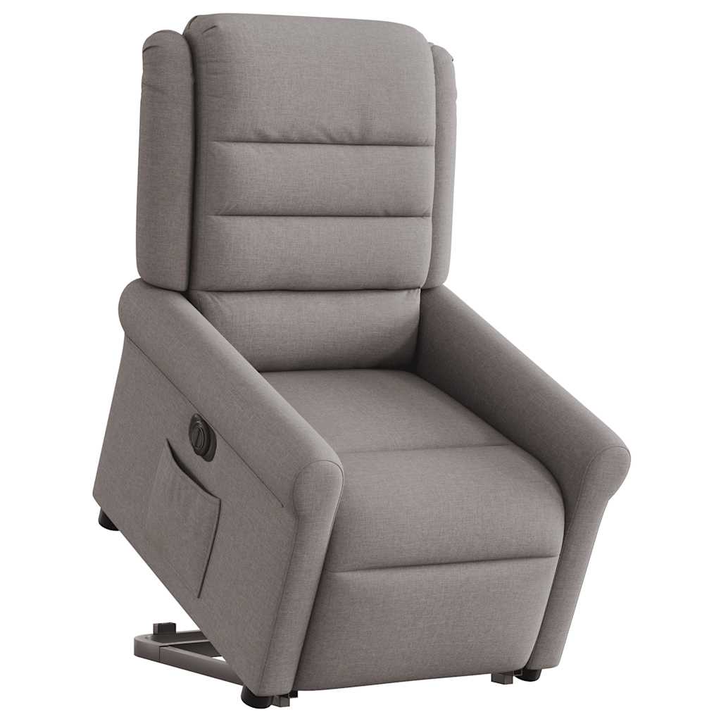 Fotoliu electric rabatabil cu ridicare, gri taupe, textil GartenMobel Dekor
