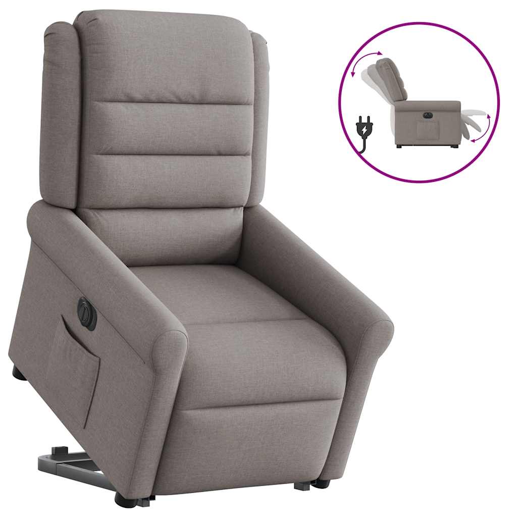Fotoliu electric rabatabil cu ridicare, gri taupe, textil GartenMobel Dekor