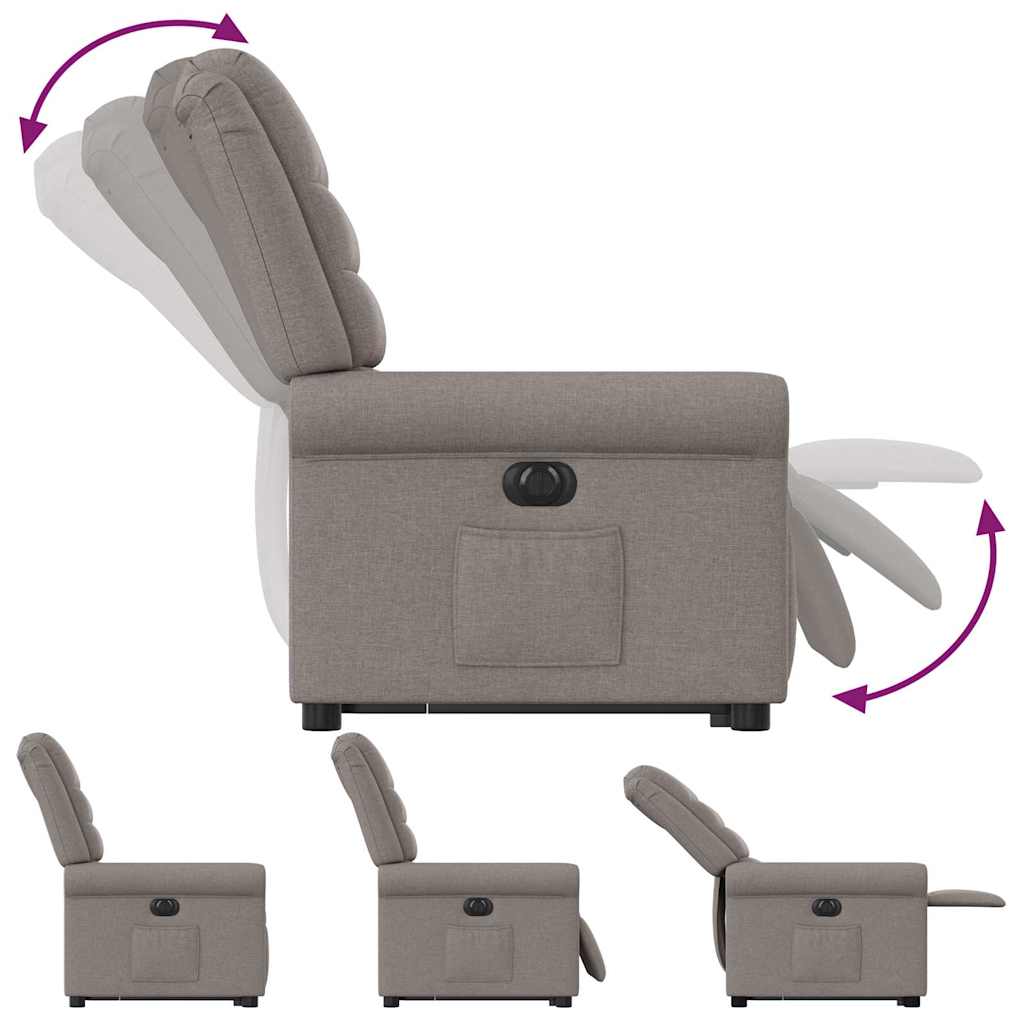 Fotoliu electric rabatabil cu ridicare, gri taupe, textil GartenMobel Dekor