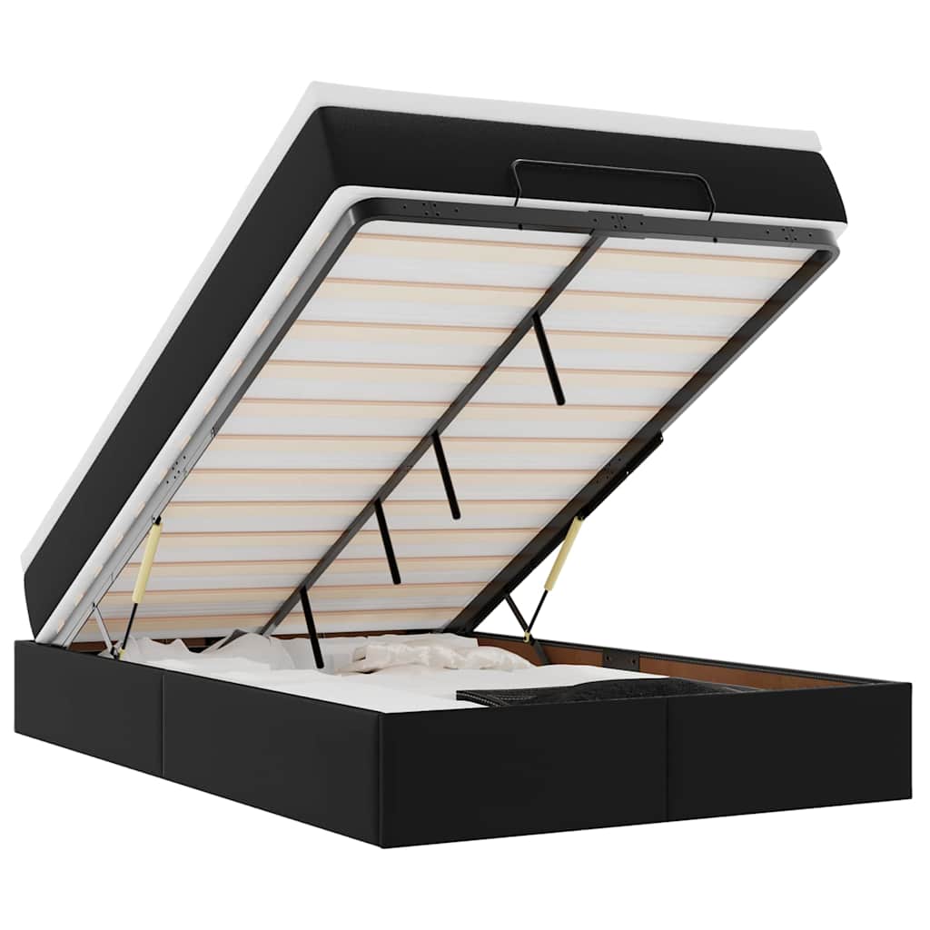 Cadru pat otoman cu saltea neagră 120x190 cm piele artificială GartenMobel Dekor