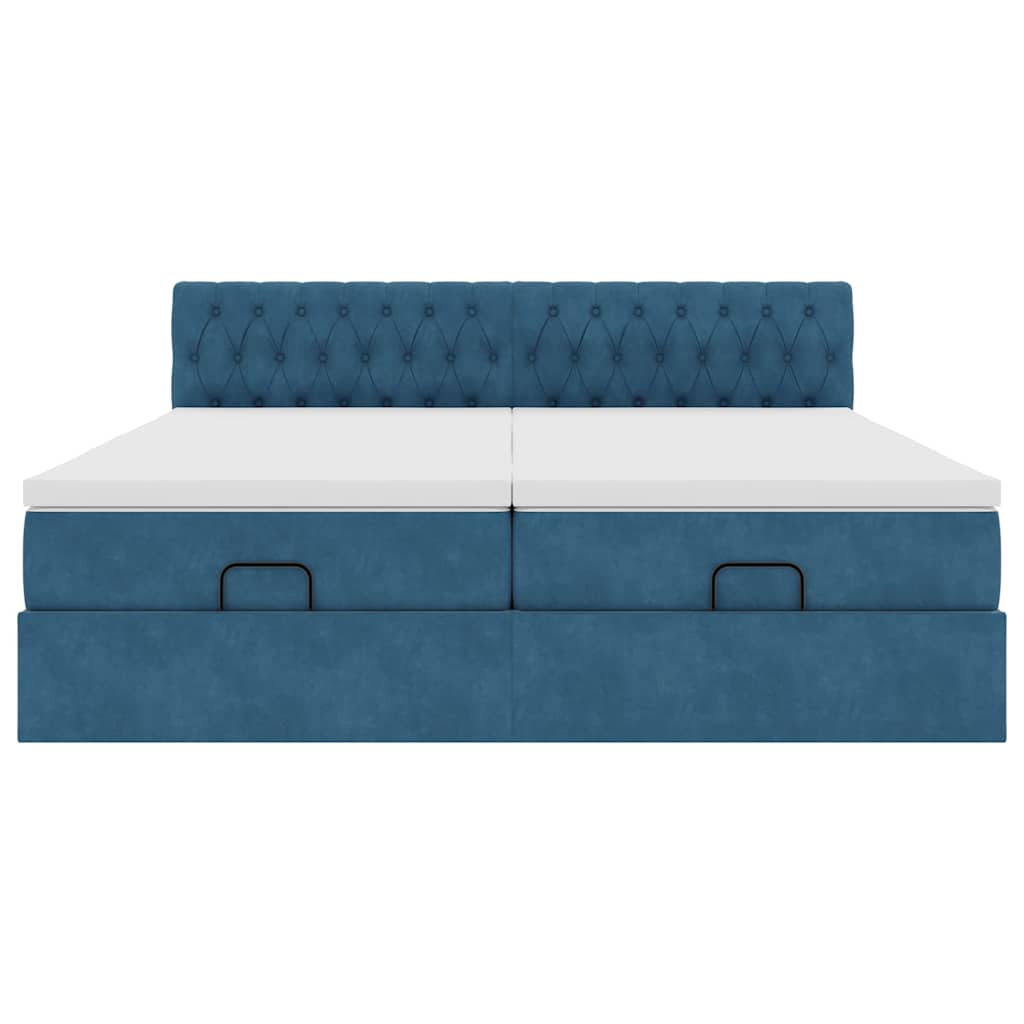 Pat otoman cu saltele și LED-uri Albastru închis catifea GartenMobel Dekor