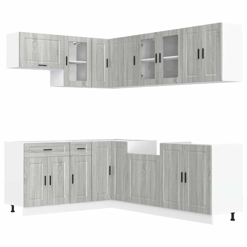 Set de dulapuri de bucătărie 11 piese „Porto” lemn Sonoma gri GartenMobel Dekor