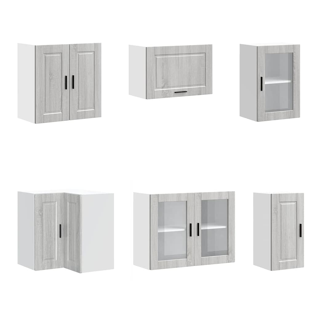 Set de dulapuri de bucătărie 11 piese „Porto” lemn Sonoma gri GartenMobel Dekor