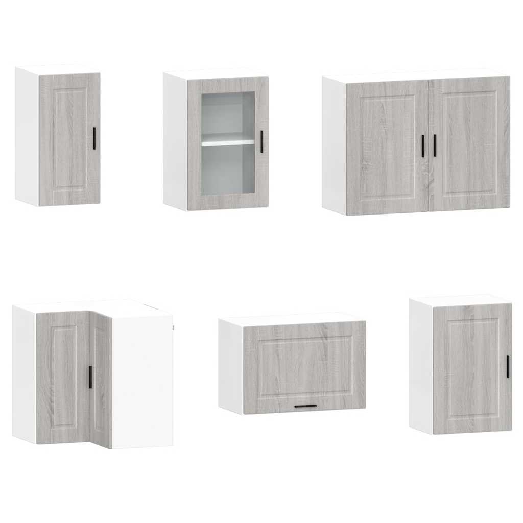 Set de dulapuri de bucătărie 11 piese „Porto” lemn Sonoma gri GartenMobel Dekor