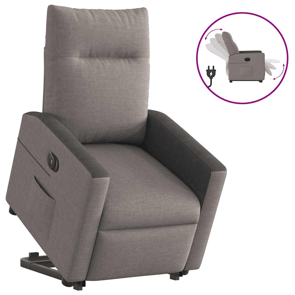 Fotoliu electric rabatabil cu ridicare, gri taupe, textil GartenMobel Dekor