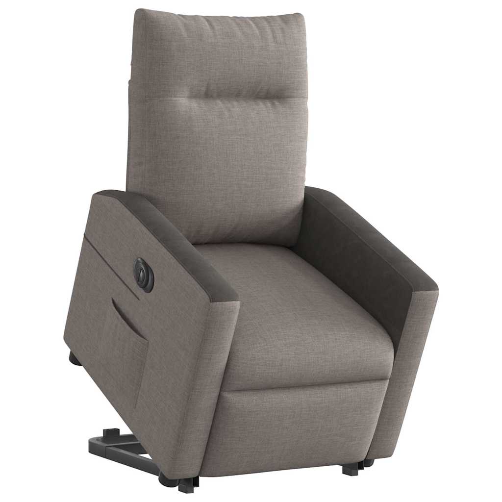 Fotoliu electric rabatabil cu ridicare, gri taupe, textil GartenMobel Dekor