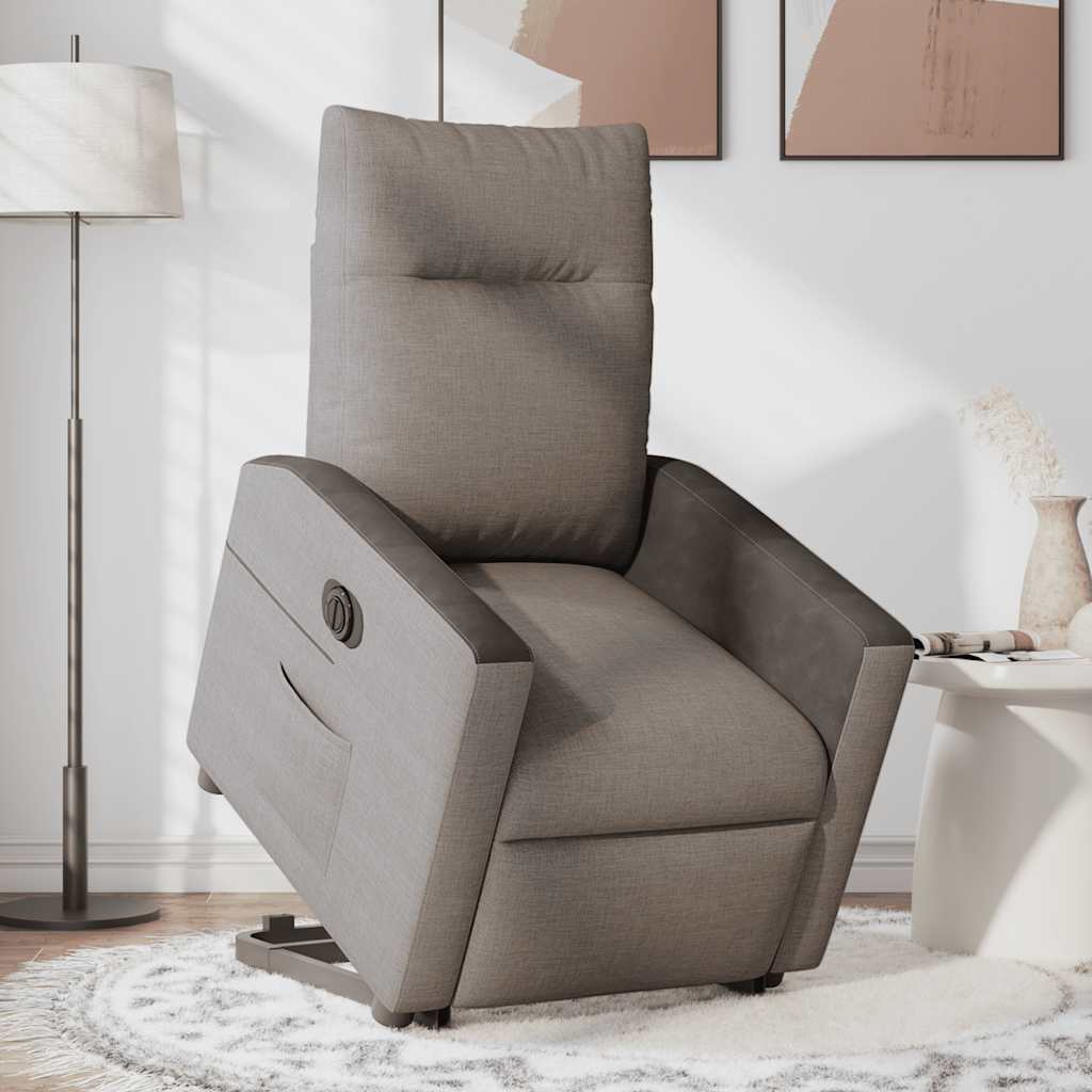 Fotoliu electric rabatabil cu ridicare, gri taupe, textil GartenMobel Dekor