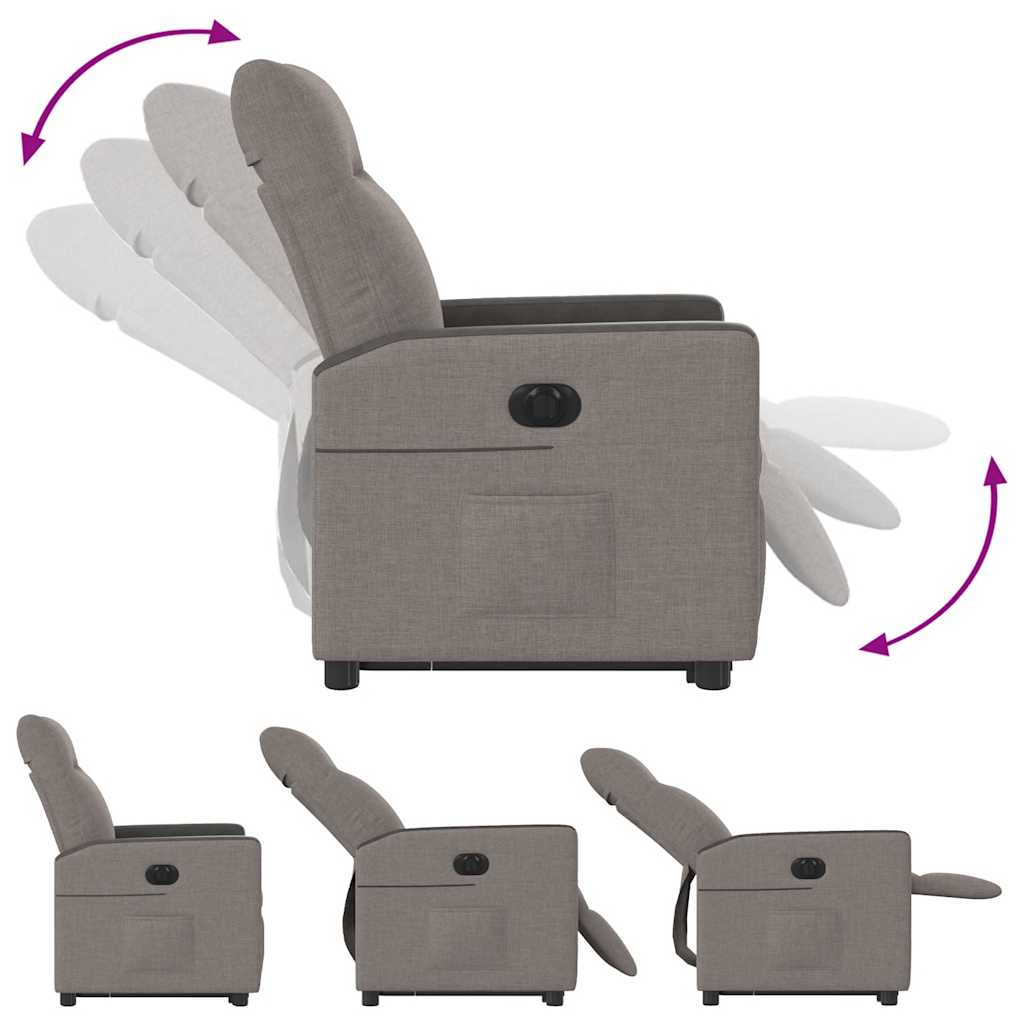 Fotoliu electric rabatabil cu ridicare, gri taupe, textil GartenMobel Dekor