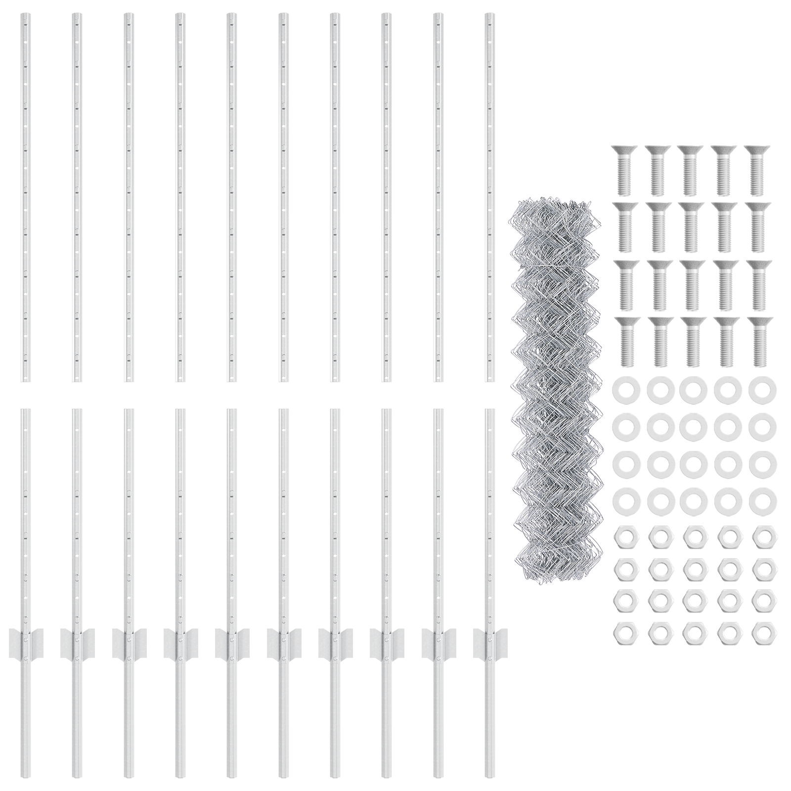 Gard din Oțel cu 20 Stâlpi Argintii 1.2x10 m GartenMobel Dekor