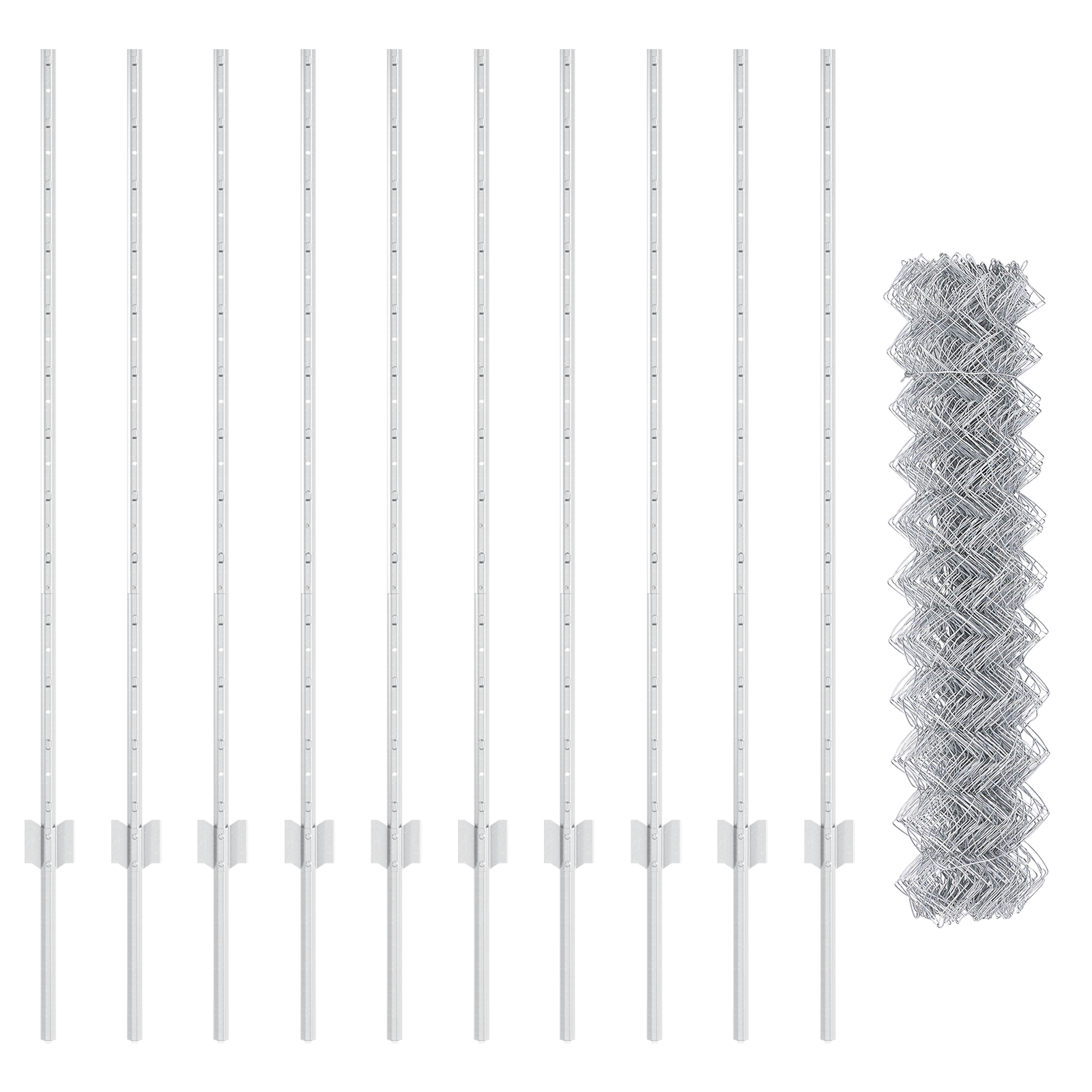 Gard din Oțel cu 20 Stâlpi Argintii 1.2x10 m GartenMobel Dekor